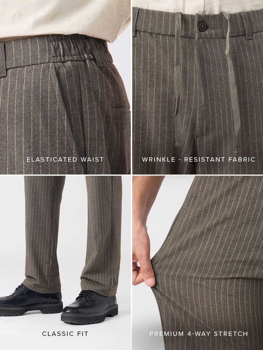 Super Pants: Brown Stripes Men Super Flex Pants