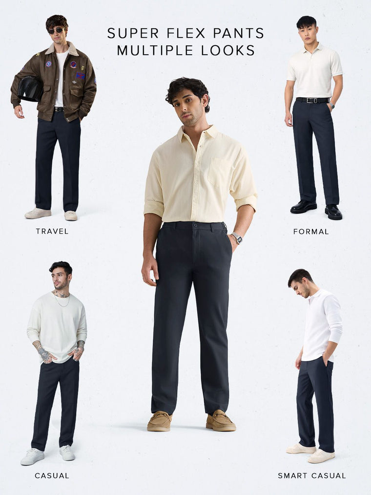 Super Pants: Azure Blue (Classic Fit) Men Super Flex Pants