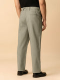 Pleated Striped Pants: Khaki Men Korean Pants