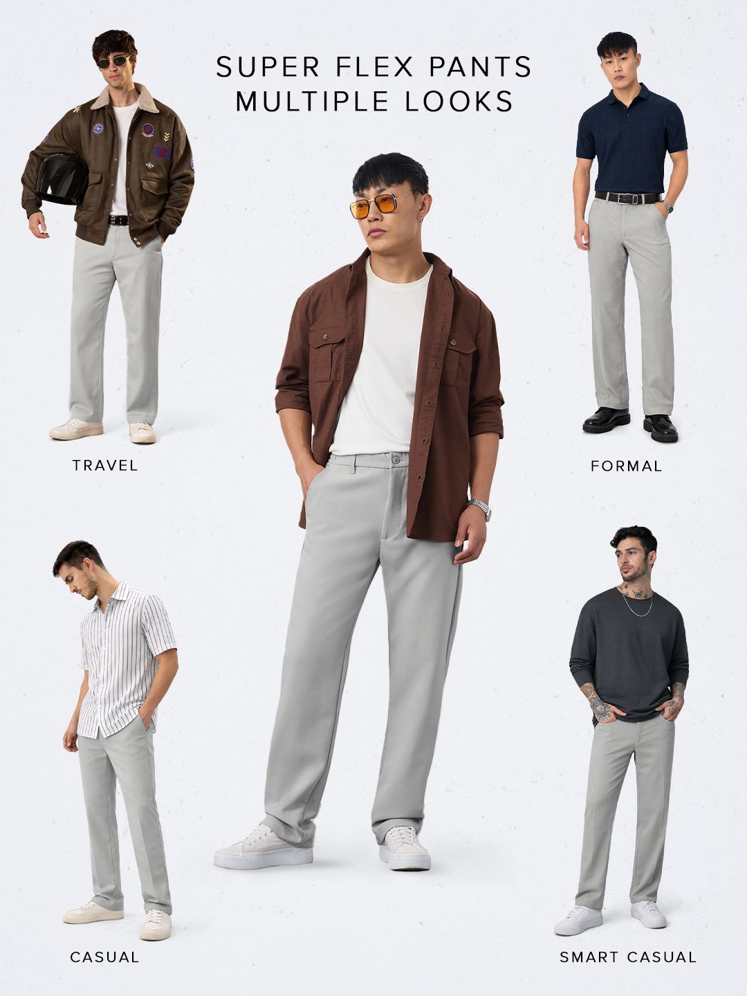 Super Pants: Cloud Grey (Classic Fit) Men Super Flex Pants