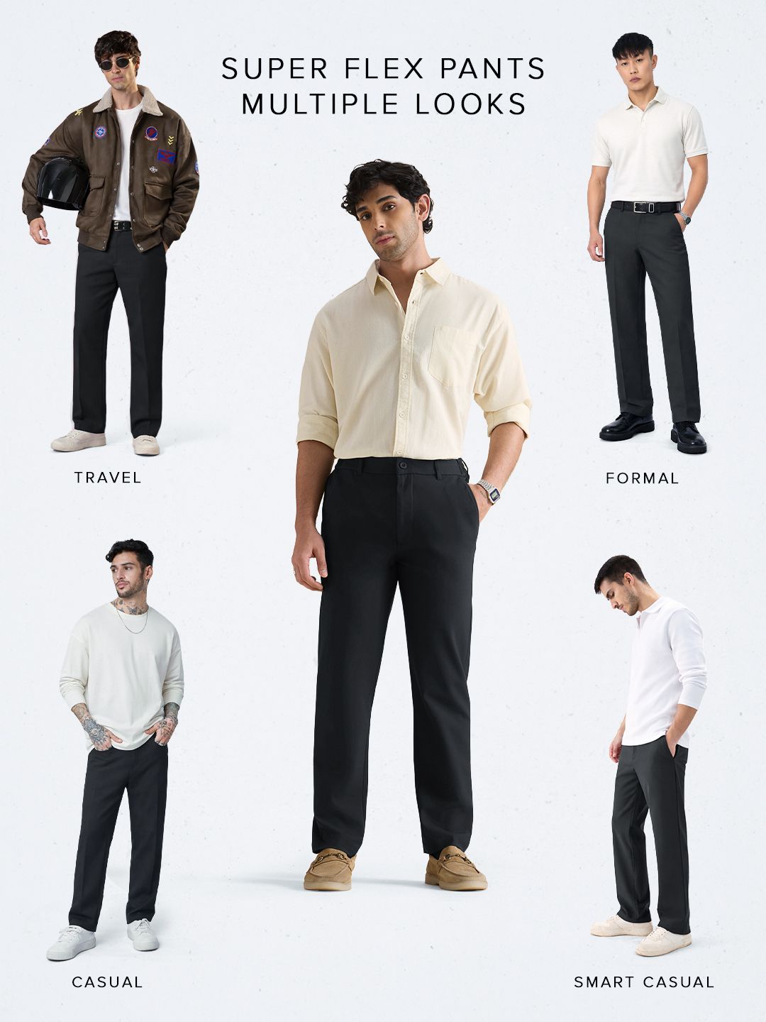 Super Pants: Charcoal Ash (Classic Fit) Men Super Flex Pants