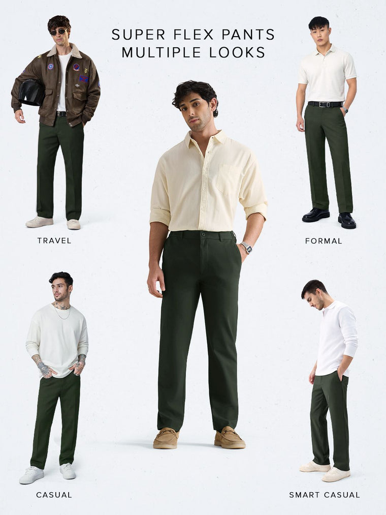 Super Pants: Hunter Green (Classic Fit) Men Super Flex Pants