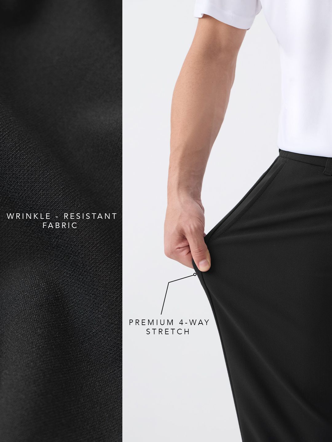 Super Pants: Black (Classic Fit) Men Super Flex Pants