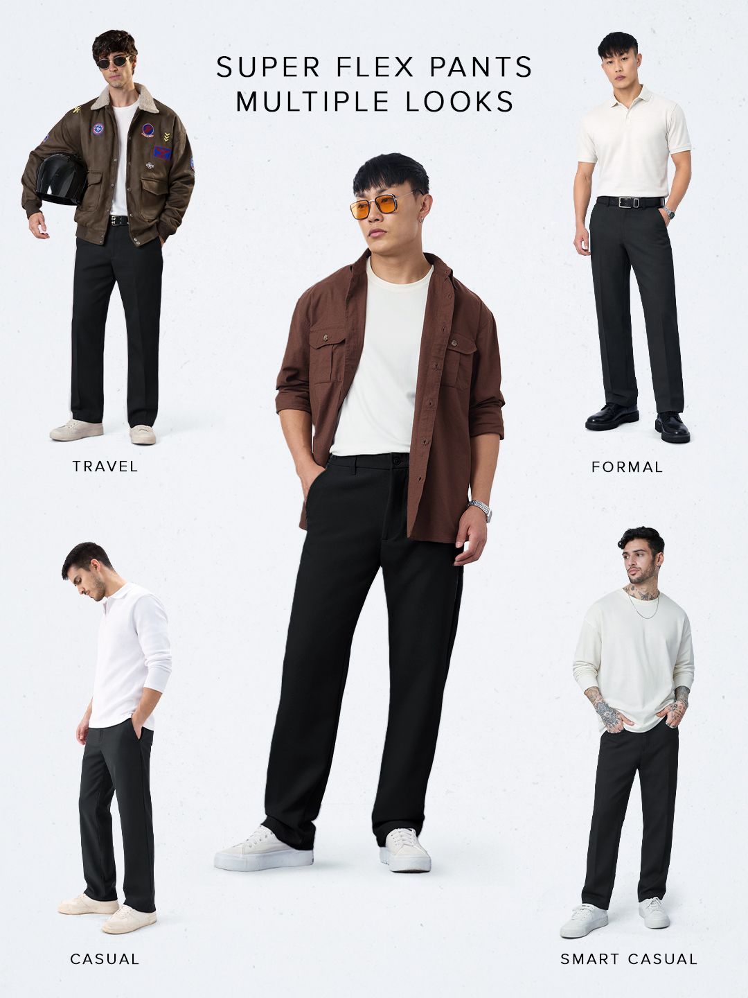 Super Pants: Black (Classic Fit) Men Super Flex Pants