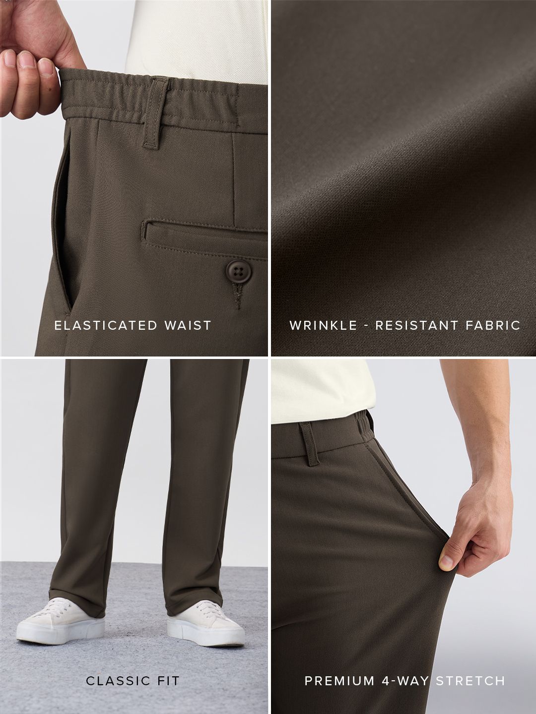 Super Pants: Mocha (Classic Fit) Men Super Flex Pants