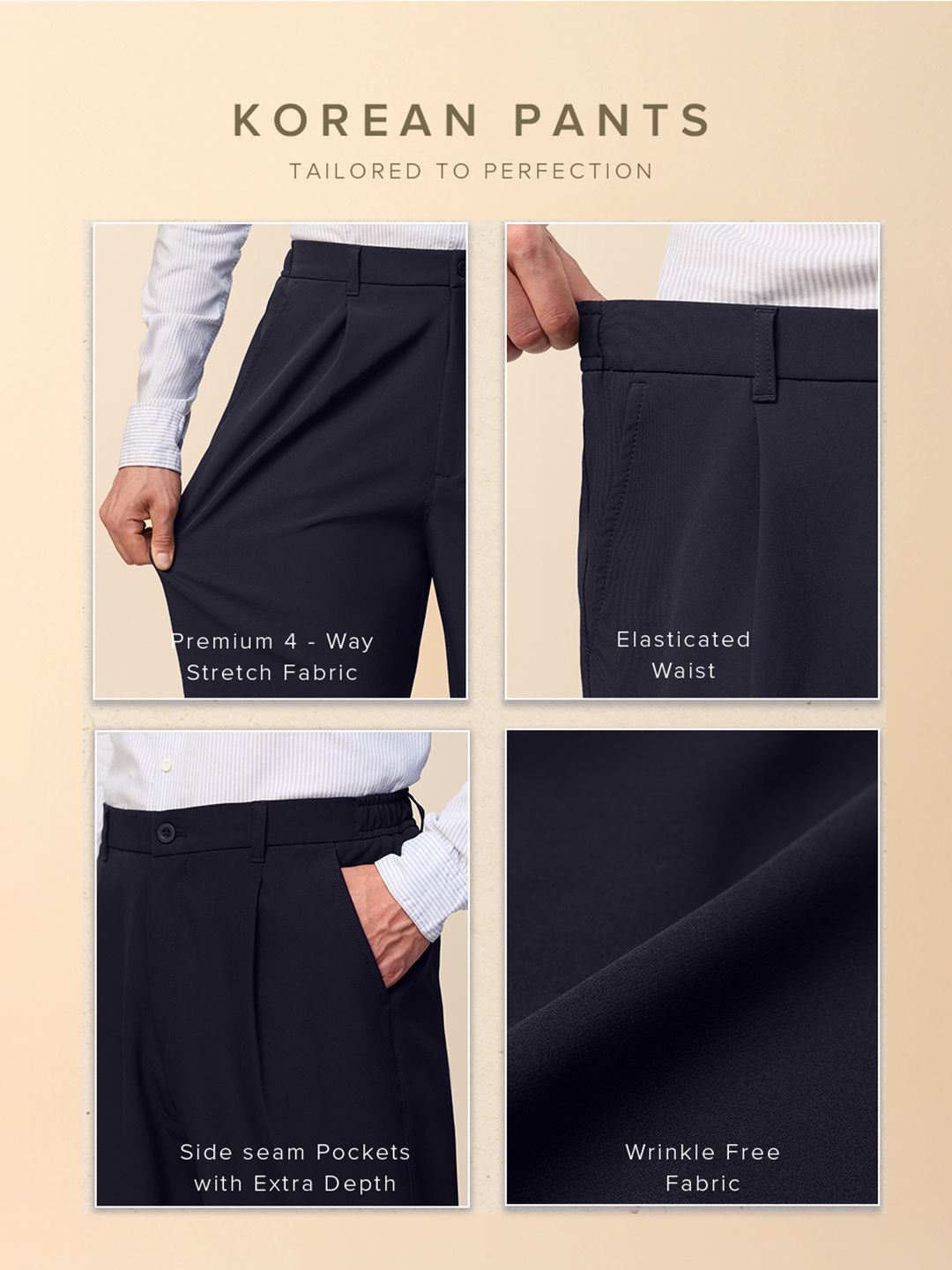 Korean Pants: Navy Men Korean Pants
