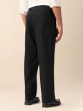 Pleated Striped Pants: Black Men Korean Pants