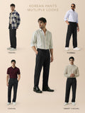 Pleated Striped Pants: Black Men Korean Pants