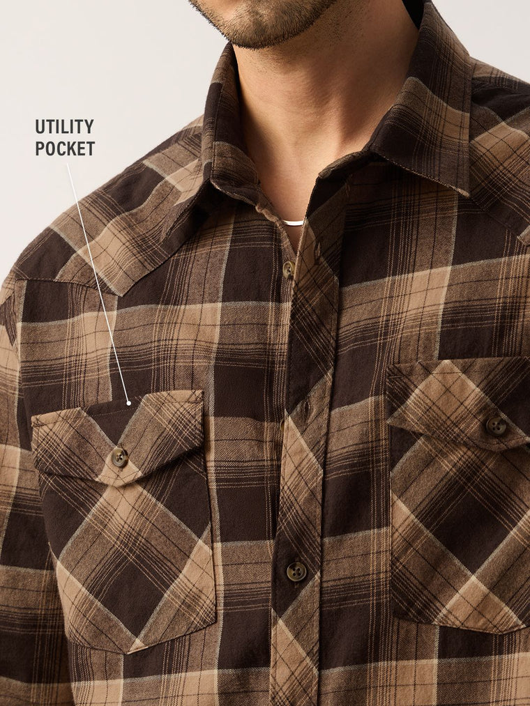 Plaid Shirt: Carafe Men Utility Shirts