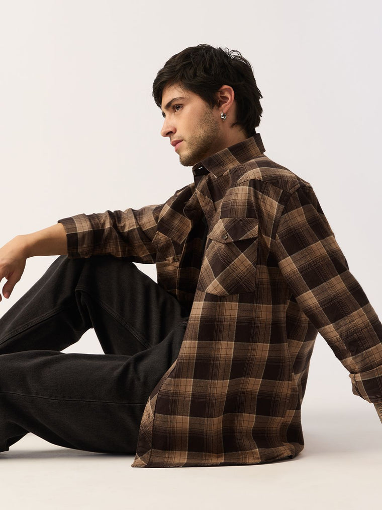 Plaid Shirt: Carafe Men Utility Shirts