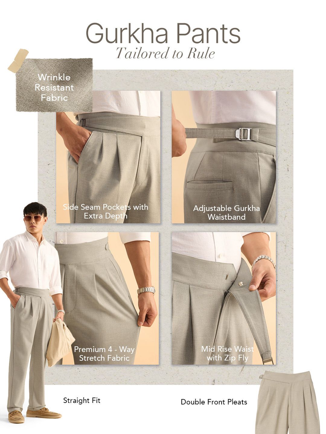 Gurkha Pants: Granite Men Super Flex Pants