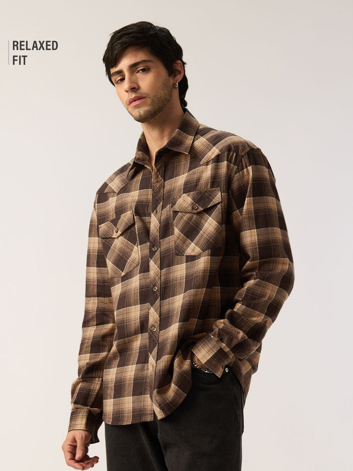 Plaid Shirt: Carafe Men Utility Shirts