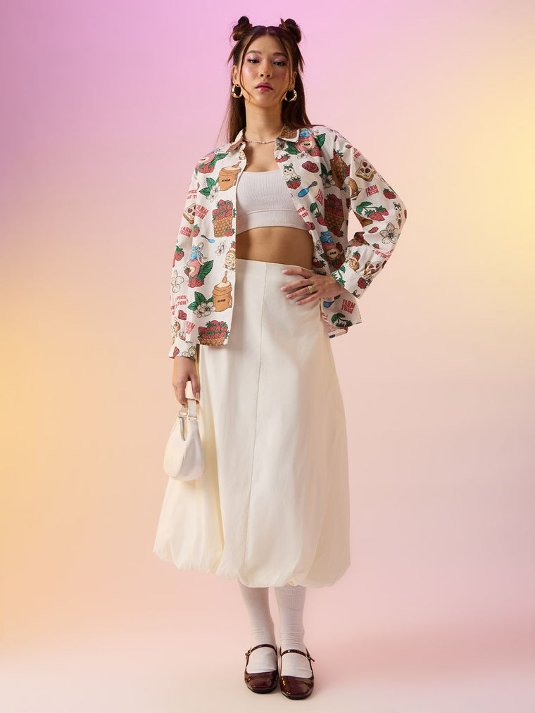 Cotton Linen Shirt: Strawberry Women Relaxed Shirts