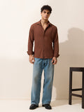Solids: Amber Glow Men Textured Shirts