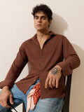 Solids: Amber Glow Men Textured Shirts