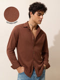 Solids: Amber Glow Men Textured Shirts