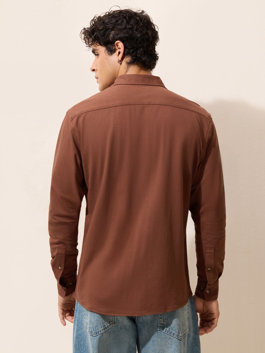 Solids: Amber Glow Men Textured Shirts