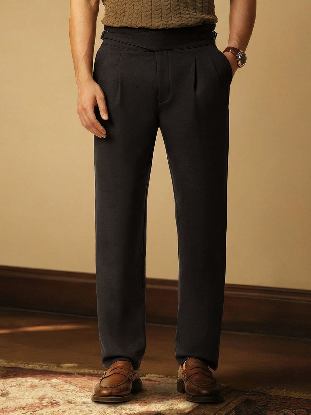 Gurkha Pants: Dark Brown Men Super Flex Pants