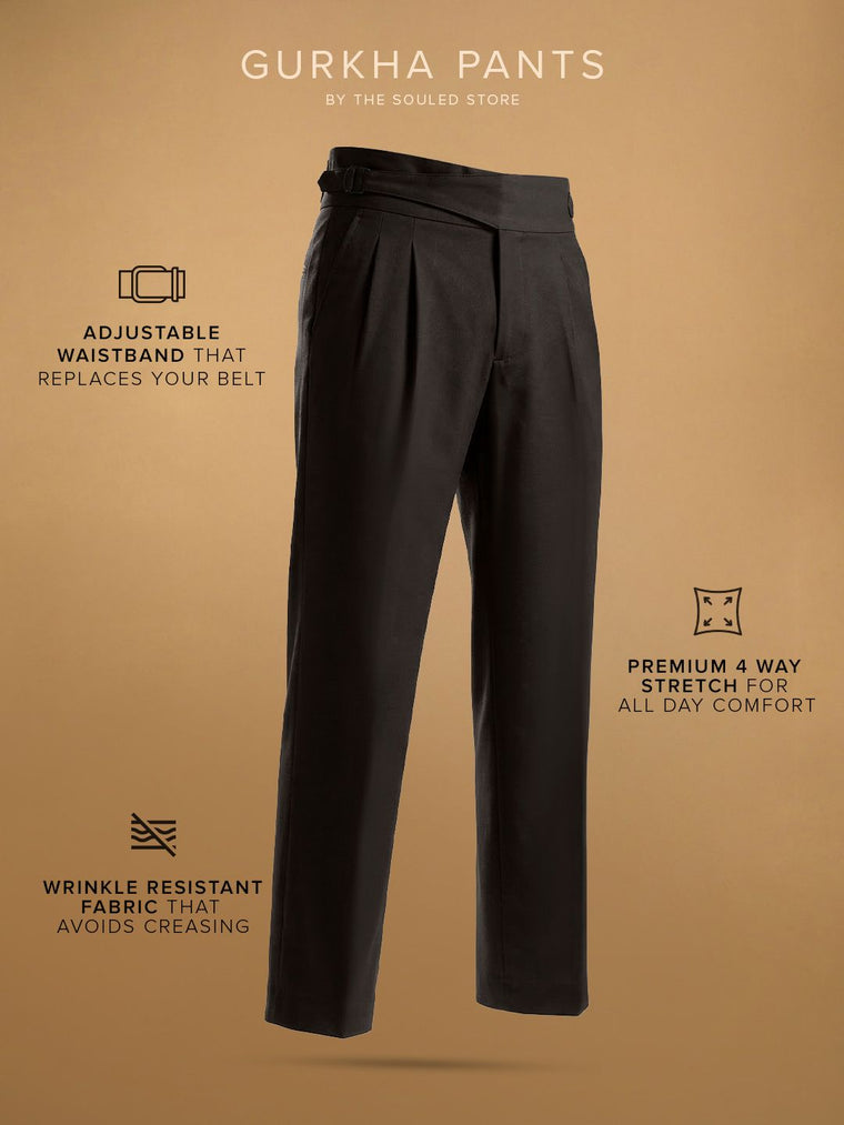 Gurkha Pants: Dark Brown Men Super Flex Pants