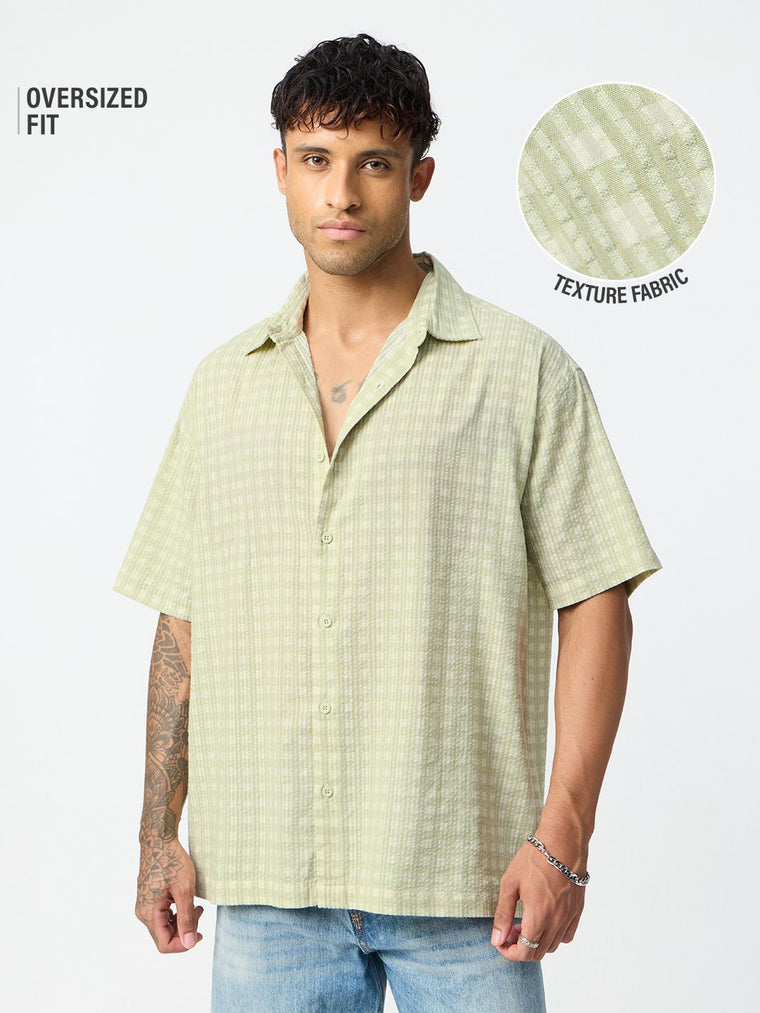 Textured Shirt: Olive Mist Men Textured Shirts