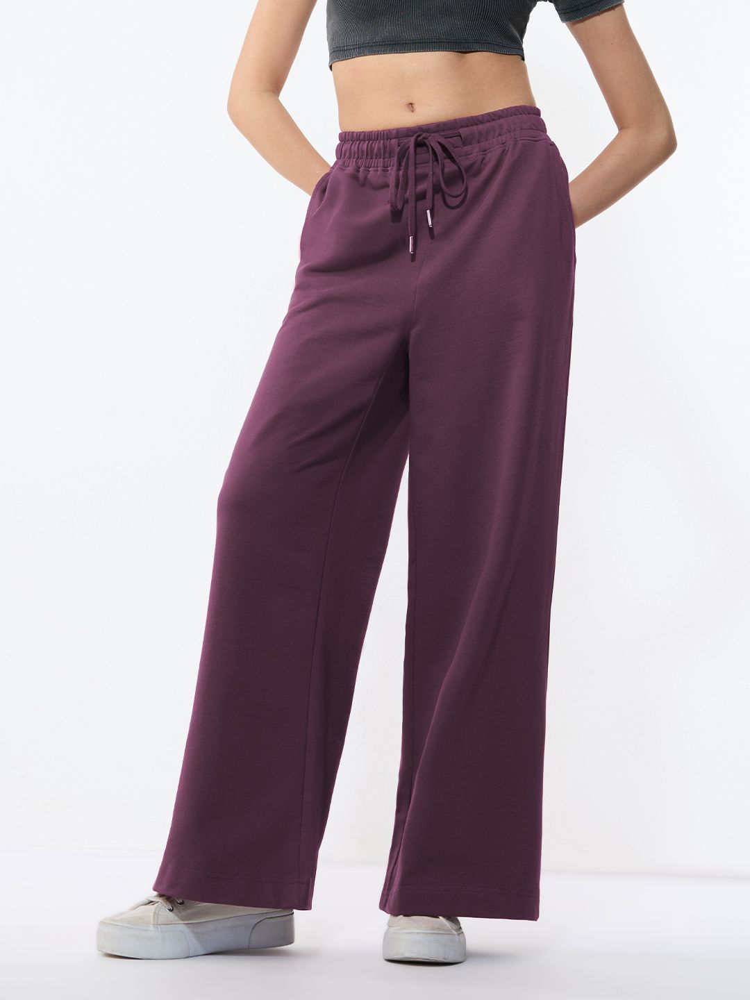 Wide Solid Joggers: Orchid Women Wide Joggers