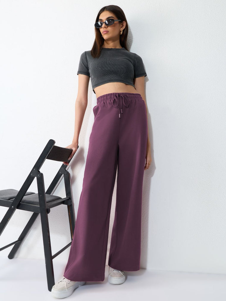 Wide Solid Joggers: Orchid Women Wide Joggers