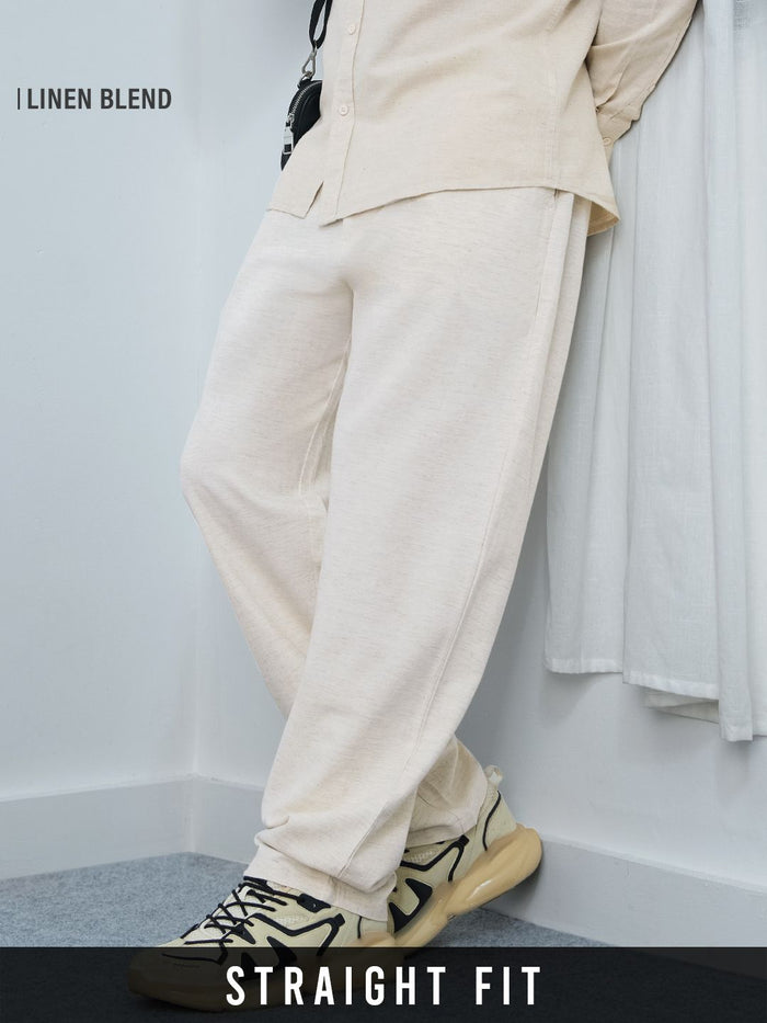 Cotton Linen Pants: Ecru Cotton Linen Pants
