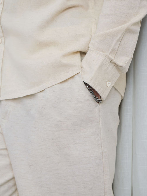 Cotton Linen Pants: Ecru Cotton Linen Pants