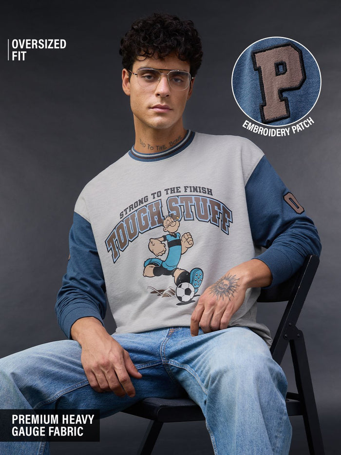 Popeye: Strong To The Finish Oversized Full Sleeve T-Shirts