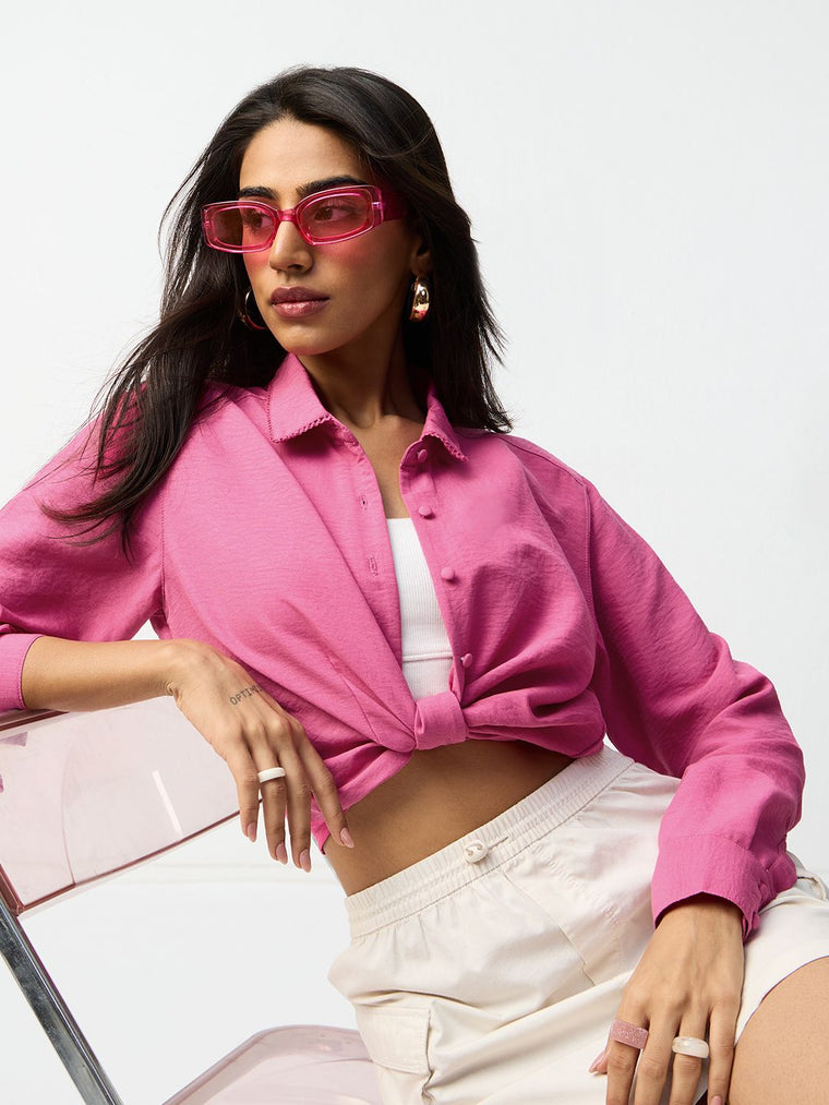 Classic Solids: Raspberry Pink Women Regular Shirts
