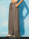 Straight-Fit Pants: Oak Brown Women Straight Pants