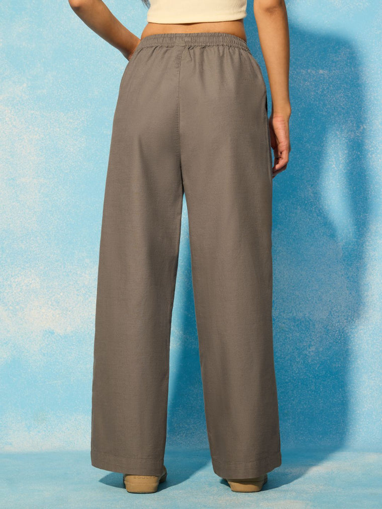 Straight-Fit Pants: Oak Brown Women Straight Pants