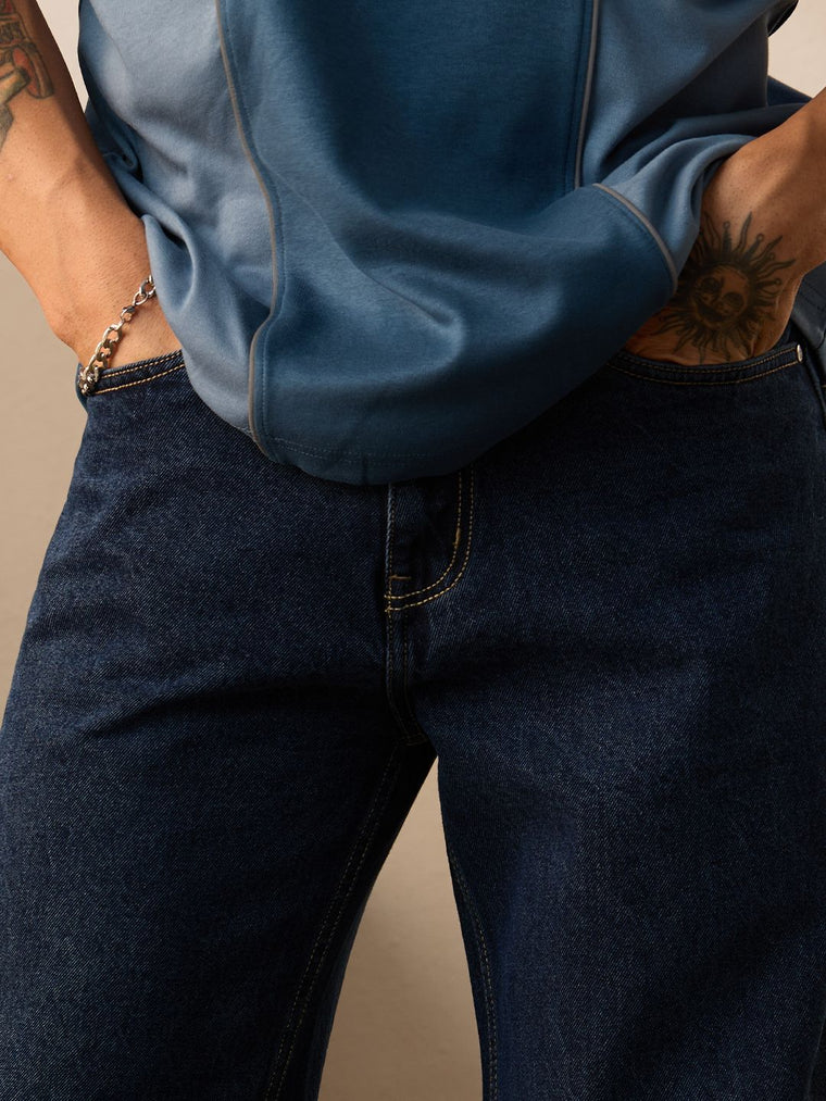 Baggy-Fit Denim: Orion Blue Men Baggy Fit Jeans