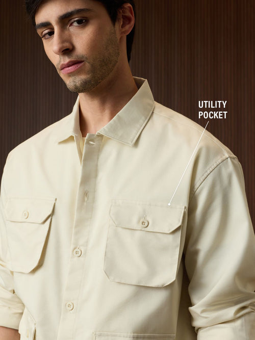 Utility Overshirt: Ecru Overshirts