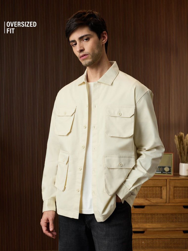 Utility Overshirt: Ecru Overshirts