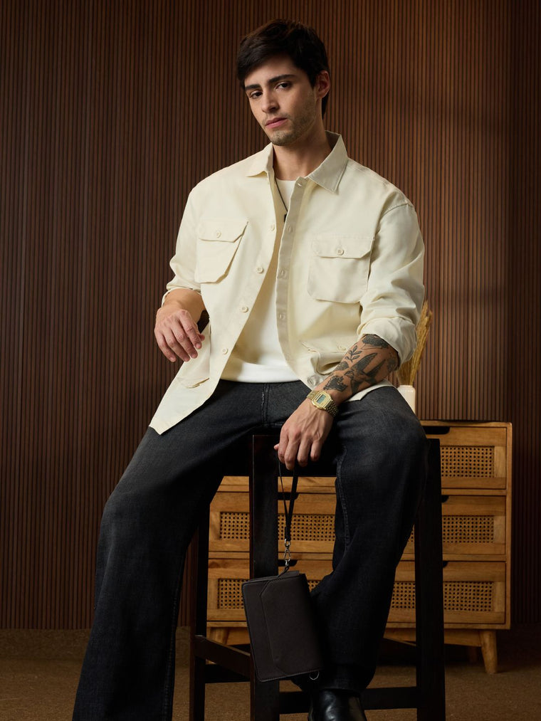 Utility Overshirt: Ecru Overshirts