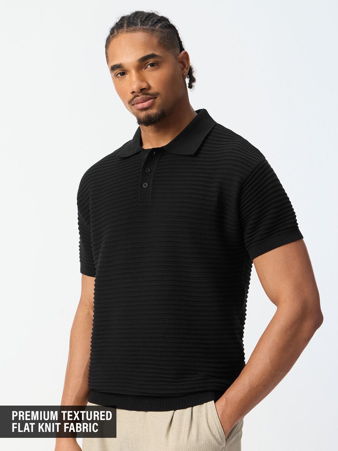 Flat Knit Polo: Onyx Classic Polos