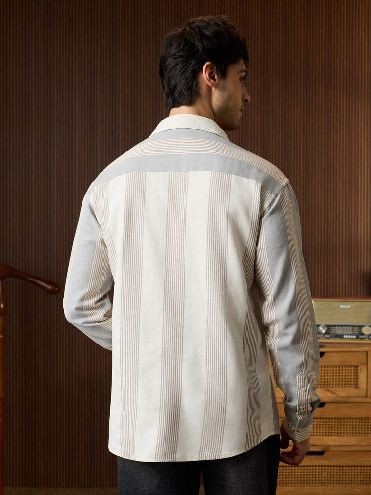Striped Shirt: Monotone Men Relaxed Shirts