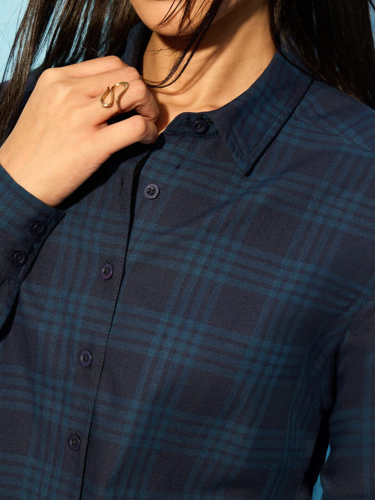 Plaid Shirt: Blue Diamond Women Regular Shirts