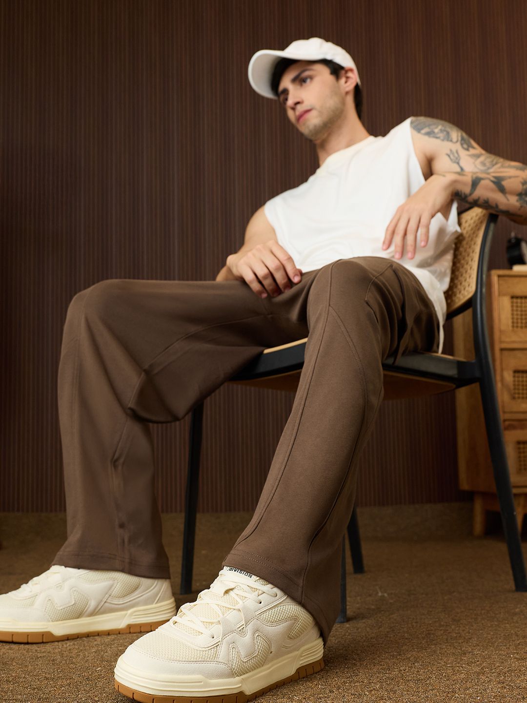 Solids: Brown Men Oversized Joggers