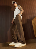 Solids: Brown Men Oversized Joggers