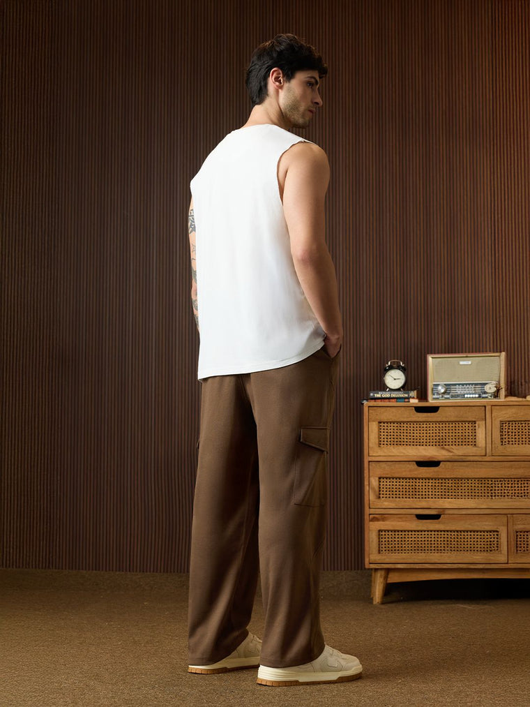 Solids: Brown Men Oversized Joggers