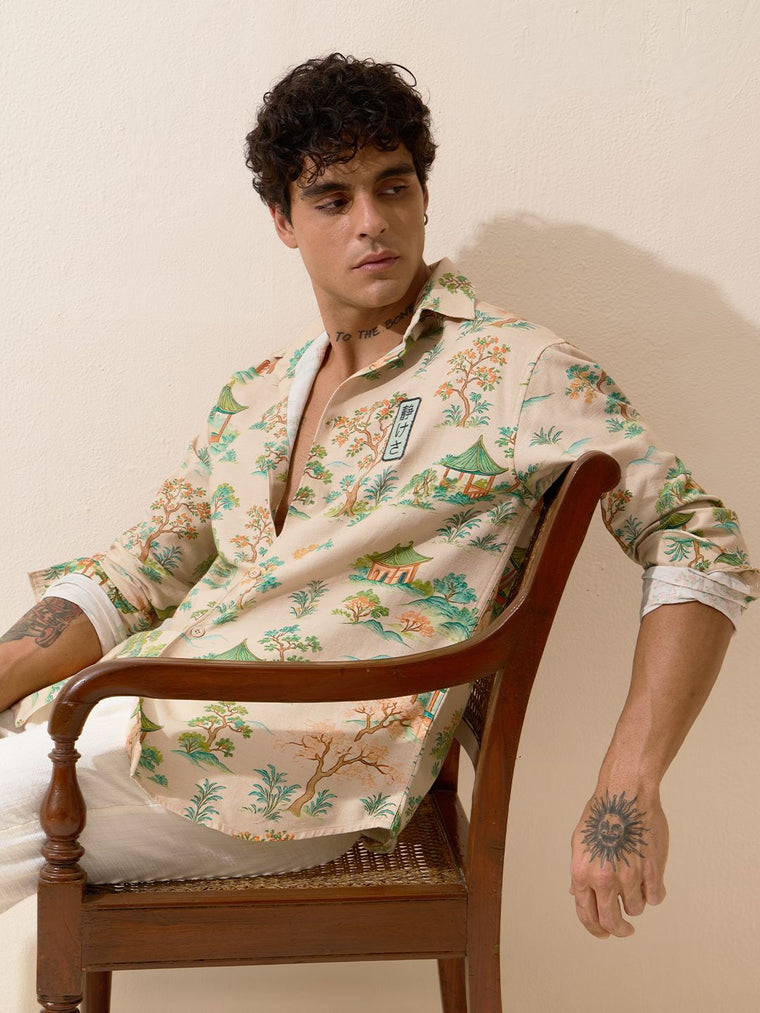 Relaxed-Fit Shirt: Ikebana Men Relaxed Shirts