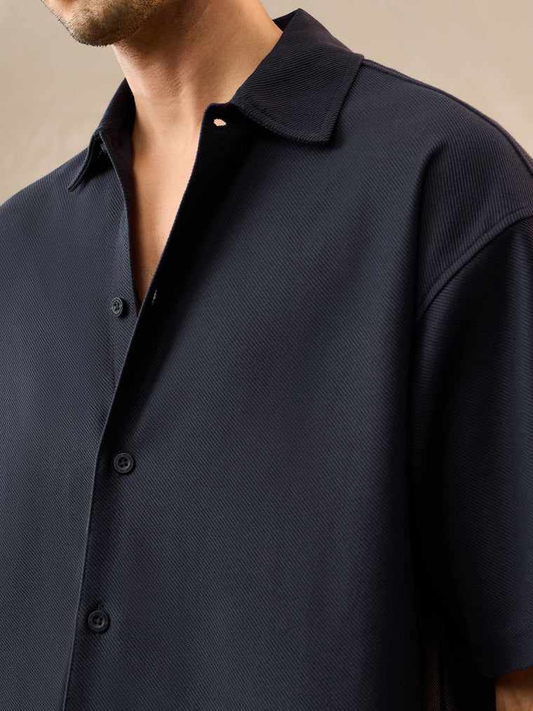 Oversized Shirt: Deep Sapphire Men Textured Shirts