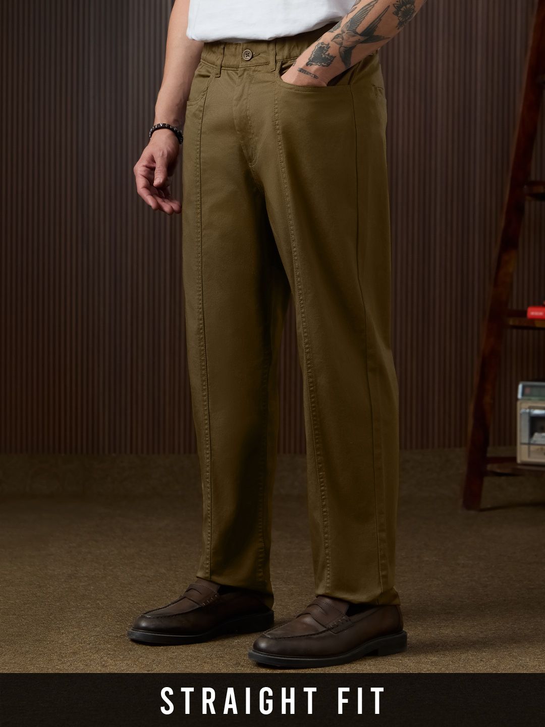 Straight Pant: Roasted Coffee Men Pants