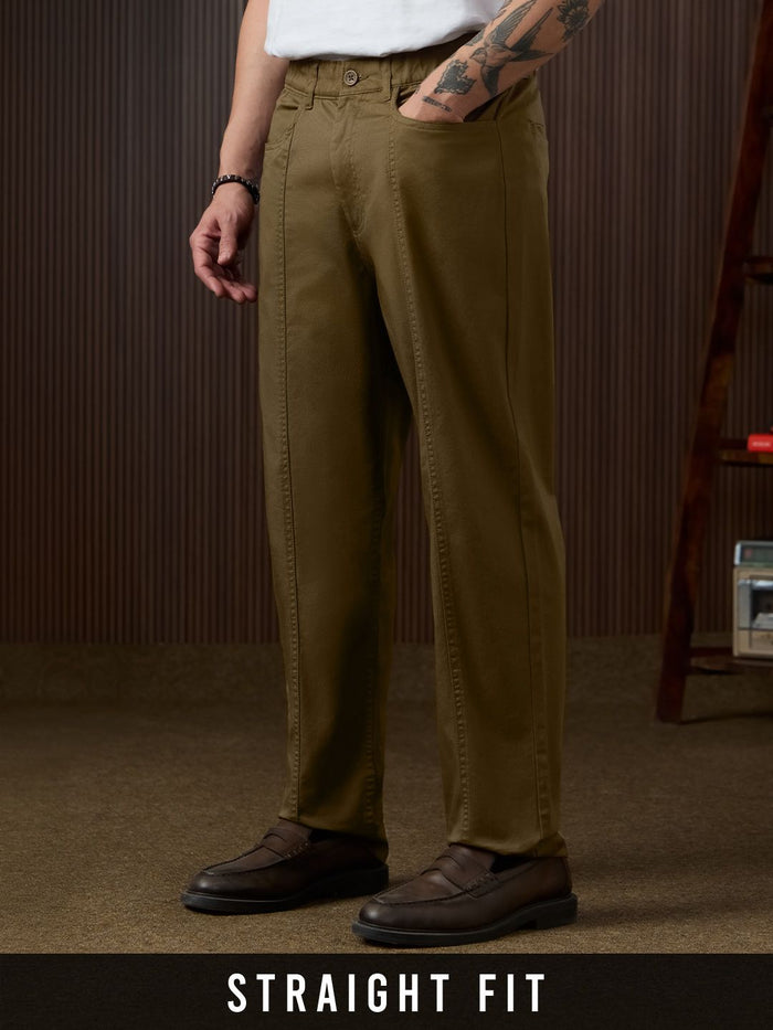 Straight Pant: Roasted Coffee Men Pants
