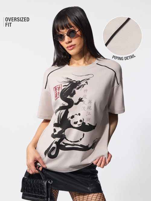 Kung Fu Panda: Ink'D Women Oversized T-Shirts