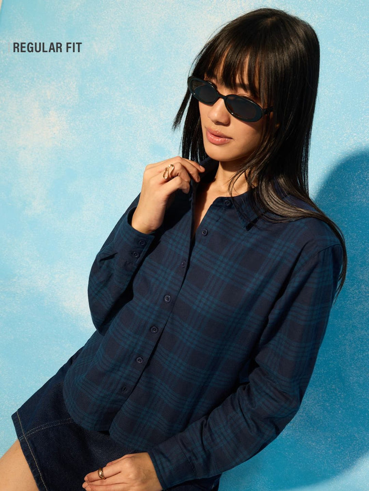 Plaid Shirt: Blue Diamond Women Regular Shirts