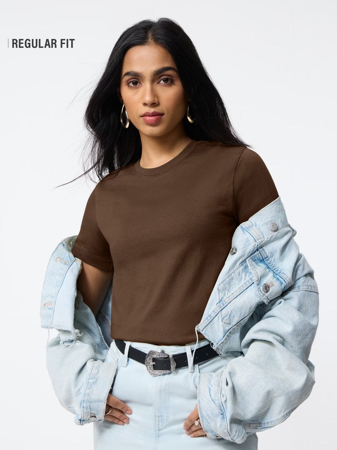 Regular Solids: Cocoa Women Regular T-Shirts