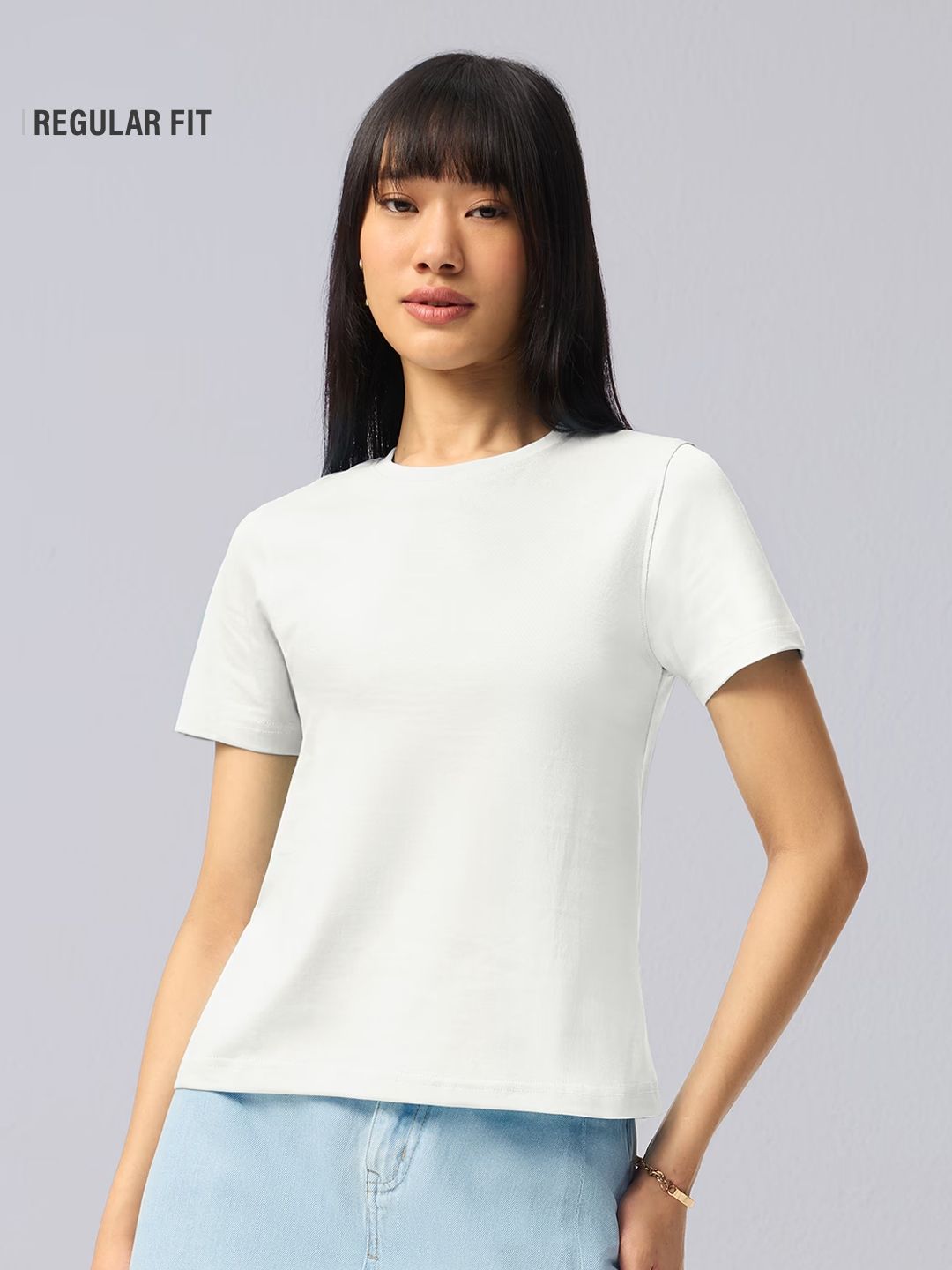 Regular Solids: Platinum Women Regular T-Shirts